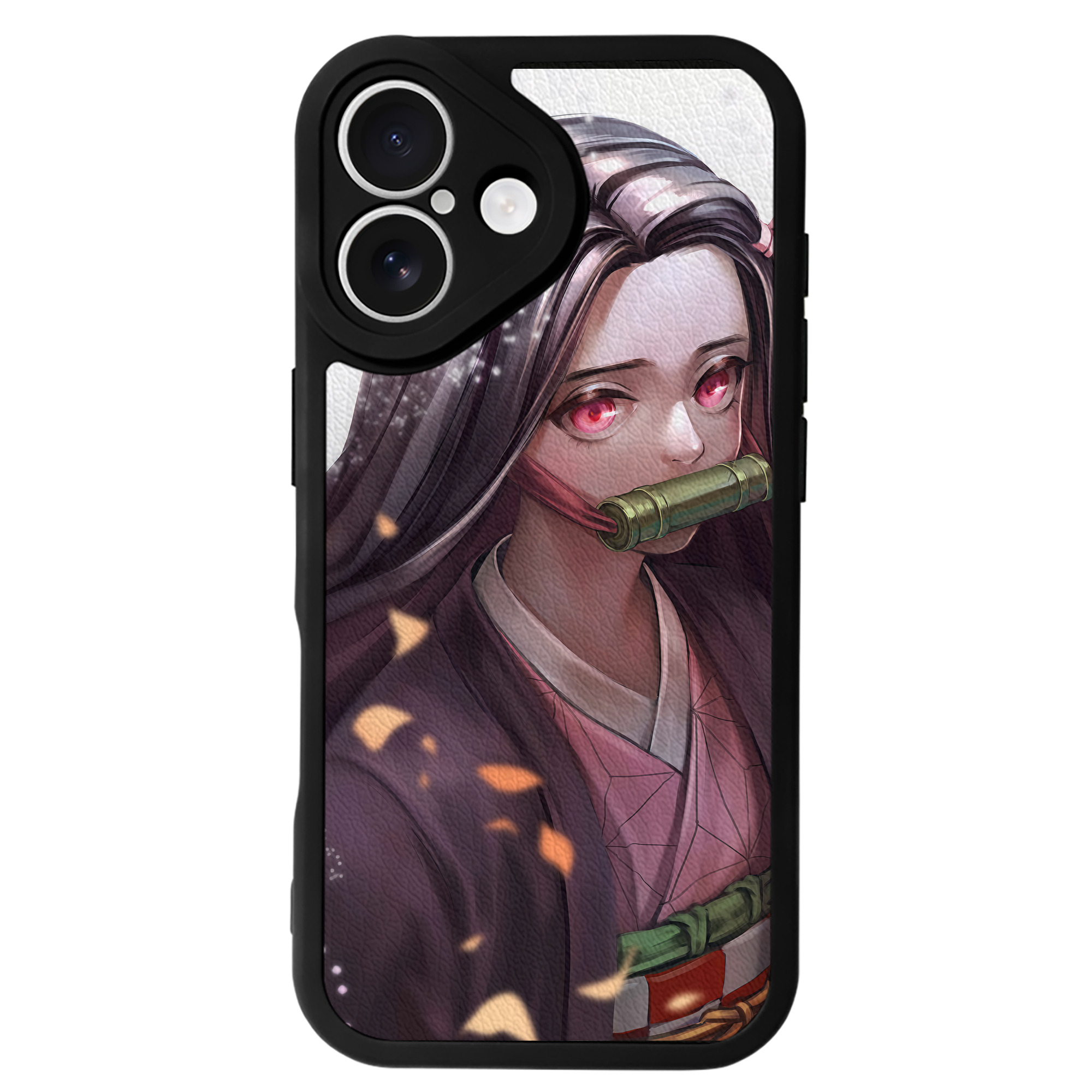 （画像用） 鬼滅の刃（きめつのやいば）竈門 禰󠄀豆子／かまど ねずこ Kamado Nezuko 【iPhone 16シリーズ対応】シリコンスマホケース（レザー調） 材質：シリコン